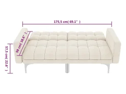 Sofá cama de tela color crema