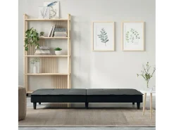 Sofá cama de tela gris oscuro