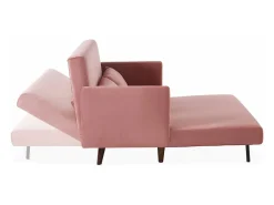 Sofá cama de terciopelo con patas de madera, 2 plazas rosa viejo