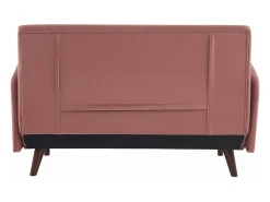 Sofá cama de terciopelo con patas de madera, 2 plazas rosa viejo