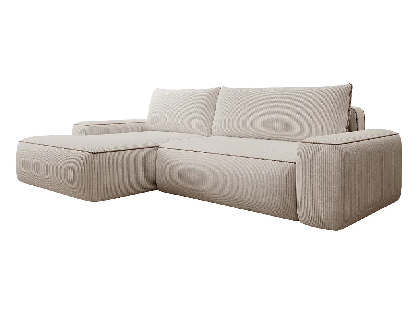 Sofá cama esquinero izquierdo ZOMELA en pana beige