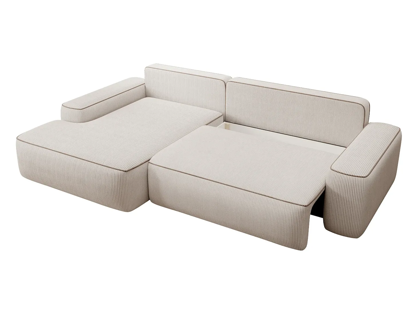 Sofá cama esquinero izquierdo ZOMELA en pana beige