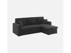 Sofá cama esquinero reversible de 3 plaza negro