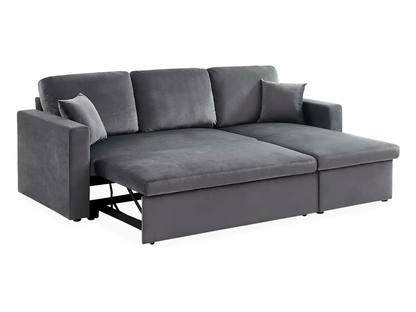 Sofá cama esquinero reversible de 3 plazas gris oscuro