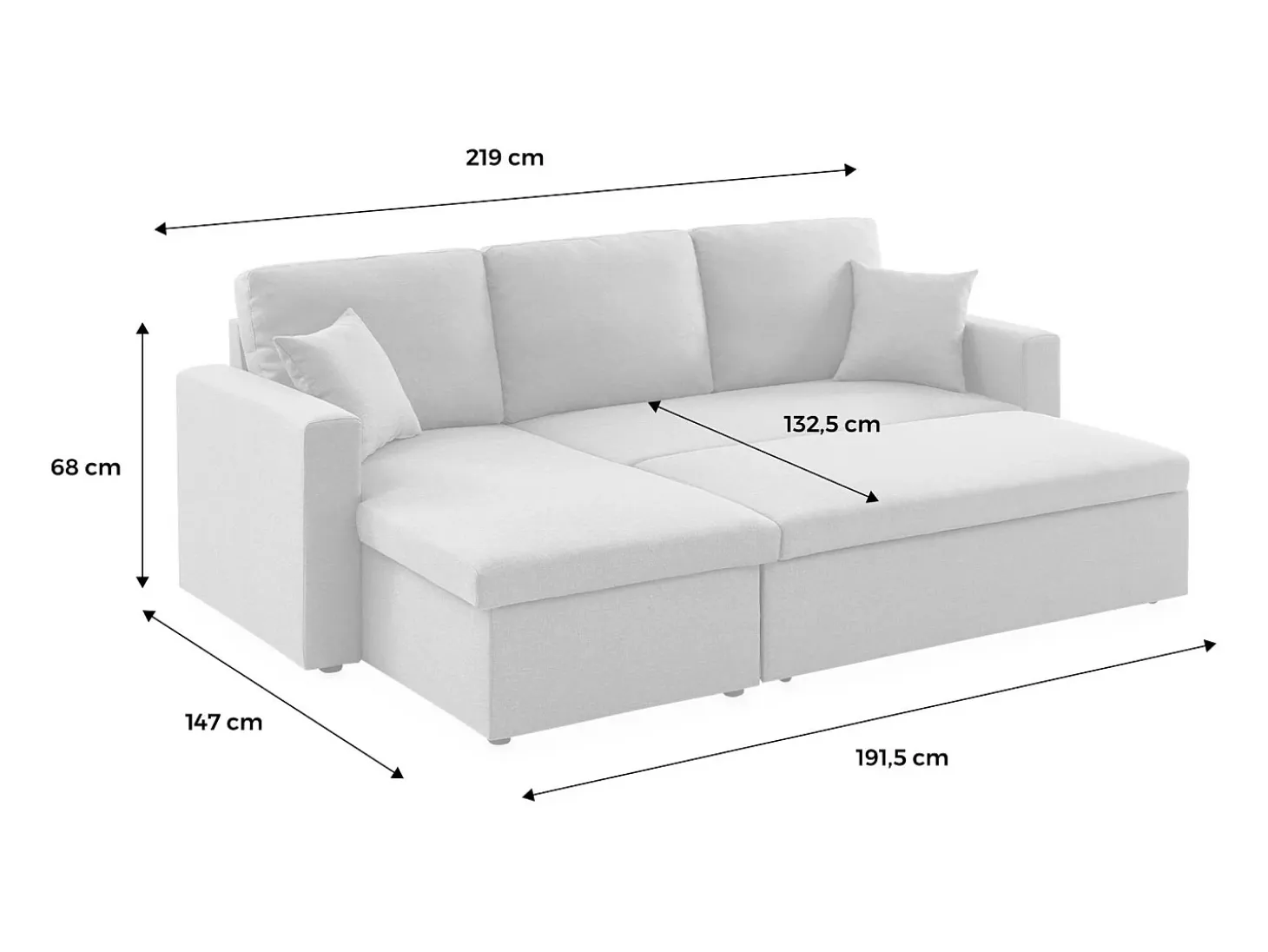 Sofá cama esquinero reversible de 3 plazas gris oscuro