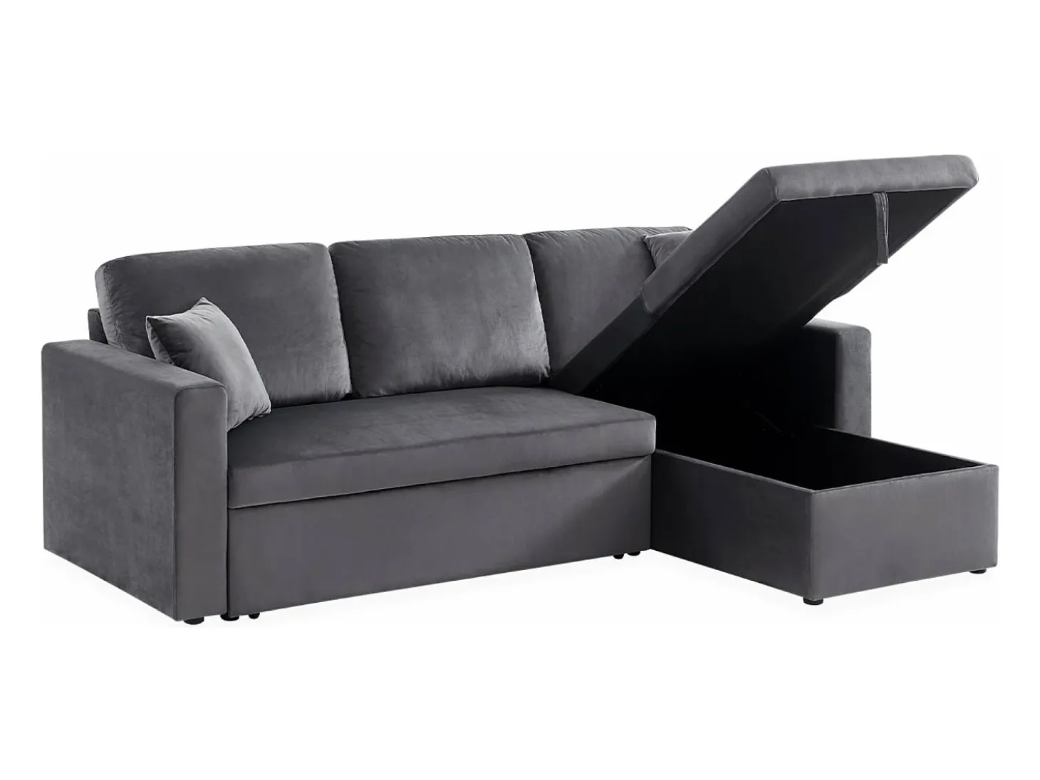 Sofá cama esquinero reversible de 3 plazas gris oscuro