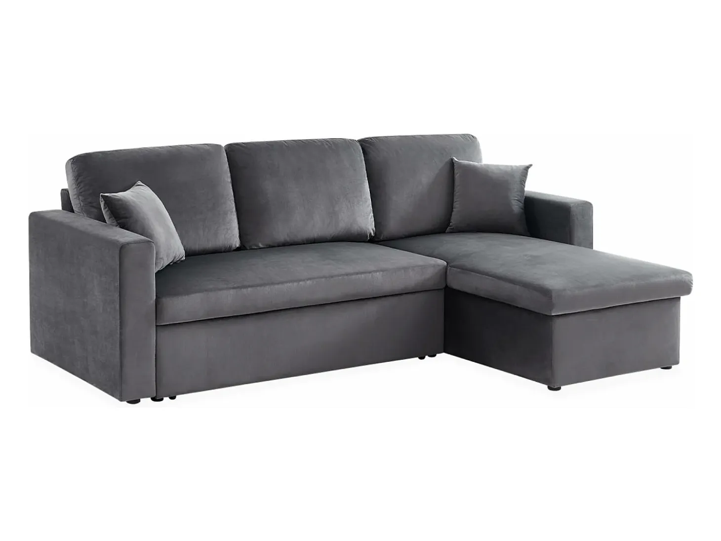 Sofá cama esquinero reversible de 3 plazas gris oscuro