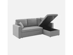 Sofá cama esquinero reversible de 3 plaza gris claro
