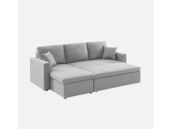Sofá cama esquinero reversible de 3 plaza gris claro