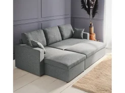 Sofá cama esquinero reversible de 3 plaza gris claro