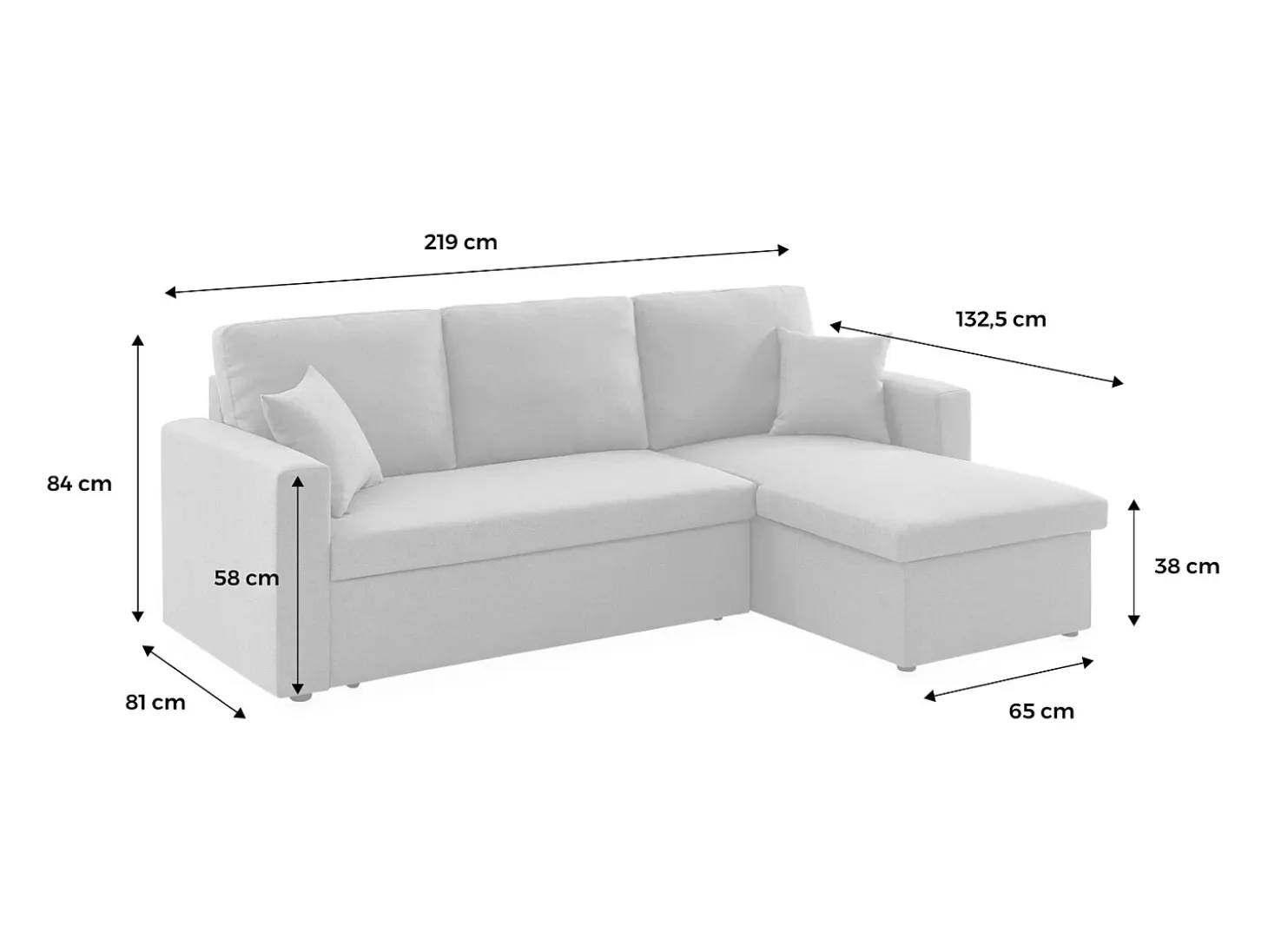 Sofá cama esquinero reversible de 3 plaza gris claro