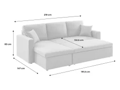 Sofá cama esquinero reversible de 3 plaza gris claro