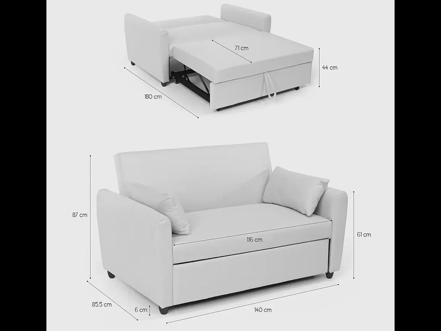 Sofá cama extraíble de 2 plazas diseño moderno en tejido PORTO RICO - Beige