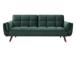 Sofá cama GULCAN de 3 plazas con mecanismo clic-clac en terciopelo verde