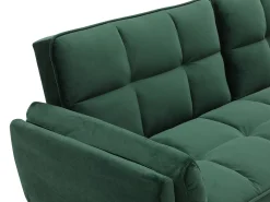 Sofá cama GULCAN de 3 plazas con mecanismo clic-clac en terciopelo verde