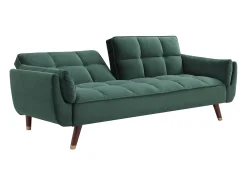 Sofá cama GULCAN de 3 plazas con mecanismo clic-clac en terciopelo verde
