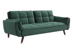 Sofá cama GULCAN de 3 plazas con mecanismo clic-clac en terciopelo verde