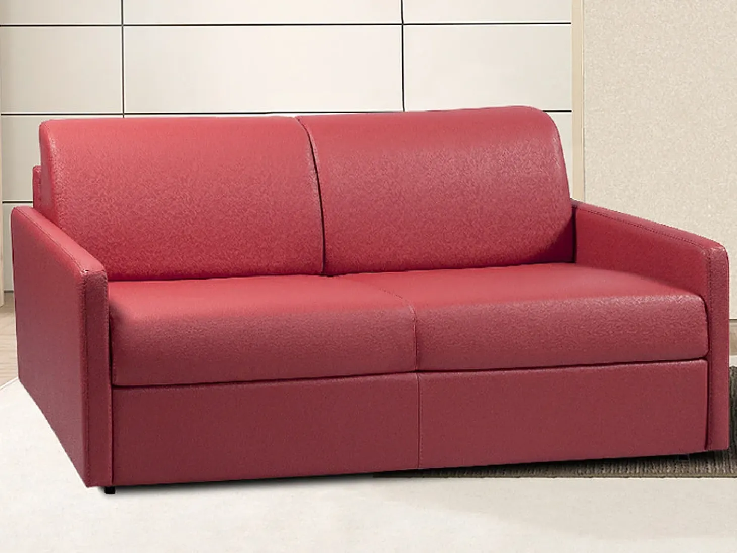 Sofá cama italiano 4p 22 cm piel sintética Topo CALIFE