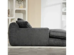 Sofá cama moderno de pana, sofá nube con 3 cojines, para salón, dormitorio y oficina (gris oscuro) (125 x 155 x 63 cm)