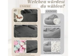 Sofá cama moderno de pana, sofá nube con 3 cojines, para salón, dormitorio y oficina (gris oscuro) (125 x 155 x 63 cm)