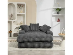 Sofá cama moderno de pana, sofá nube con 3 cojines, para salón, dormitorio y oficina (gris oscuro) (125 x 155 x 63 cm)