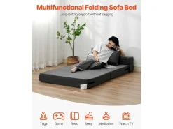 Sofá Cama Moderno SucceBuy,Sofá Cama Plegable 3 en 1 con 2 Almohadas, Gris Oscuro, Tamaño Individual