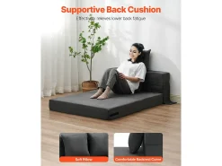 Sofá Cama Moderno SucceBuy,Sofá Cama Plegable 3 en 1 con 2 Almohadas, Gris Oscuro, Tamaño Individual