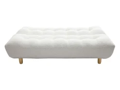 Sofá cama nórdico 3 plazas de borreguillo blanco y madera clara YUMI