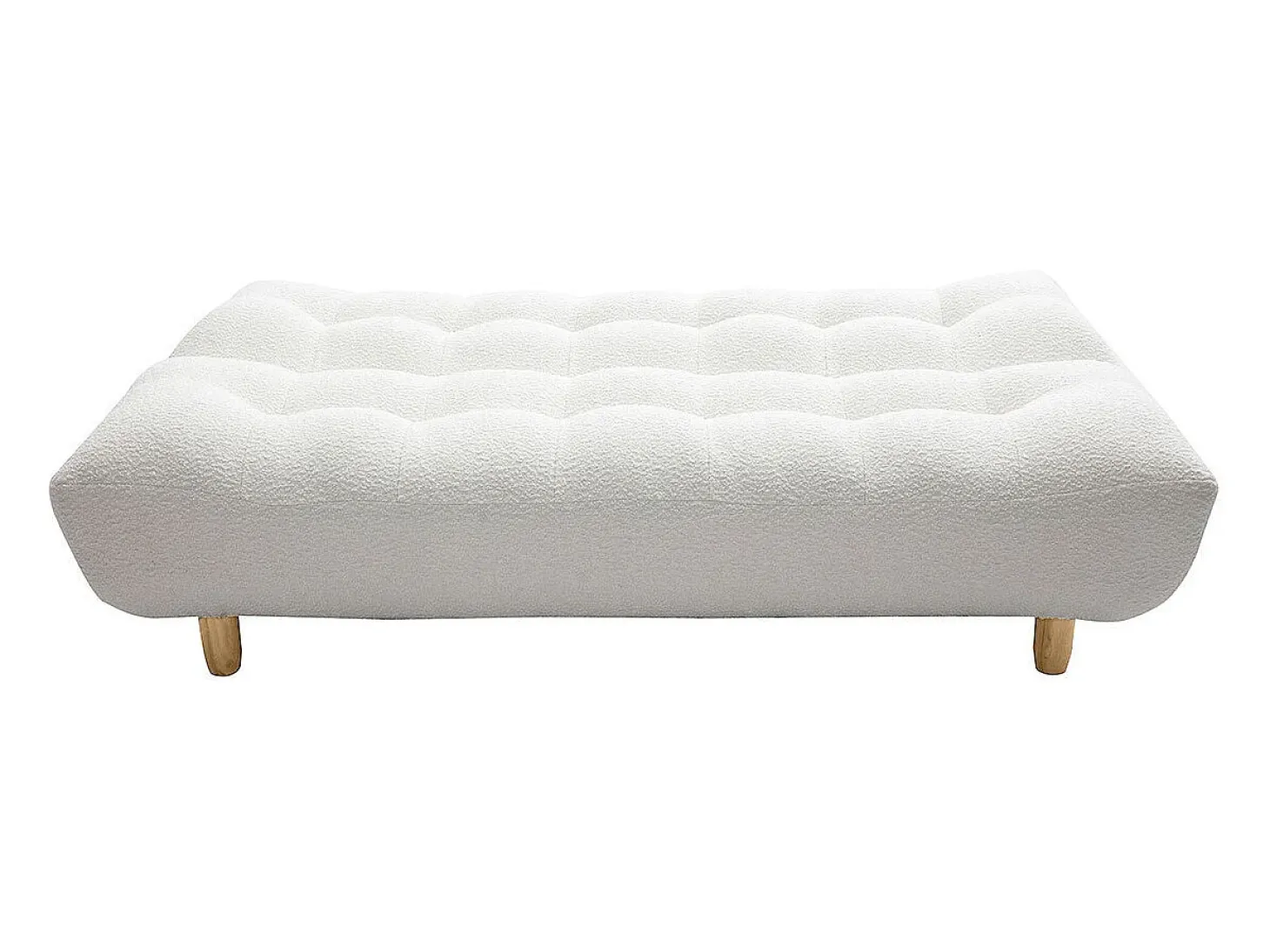 Sofá cama nórdico 3 plazas de borreguillo blanco y madera clara YUMI
