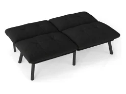 Sofá cama plegable, 2 plazas, con función de cama, negro