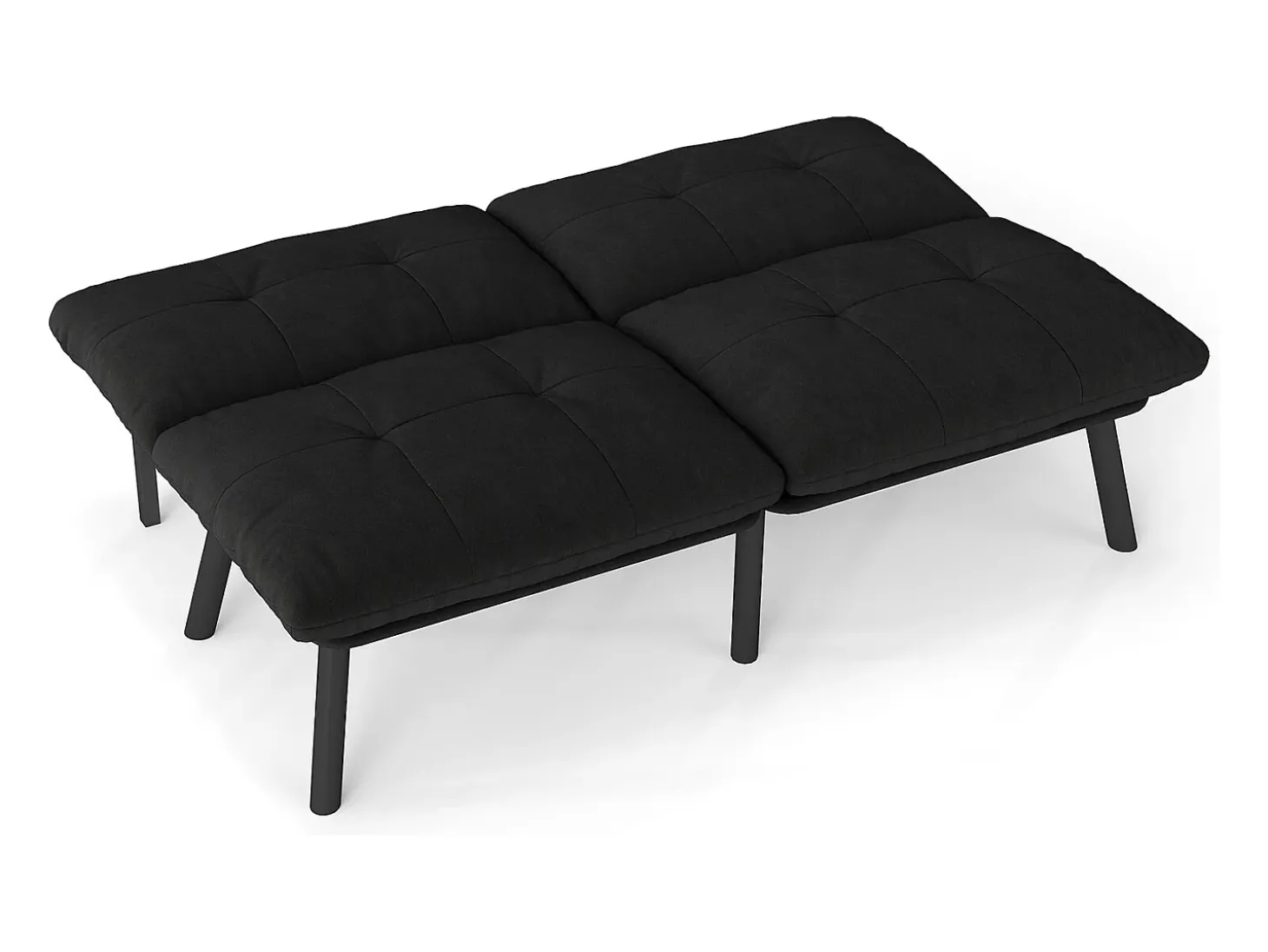 Sofá cama plegable, 2 plazas, con función de cama, negro