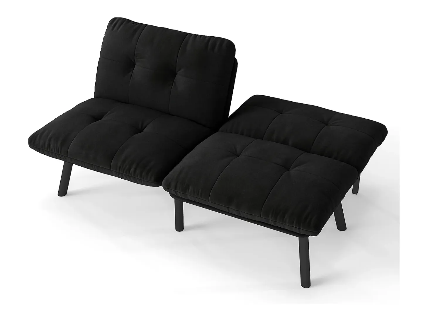 Sofá cama plegable, 2 plazas, con función de cama, negro