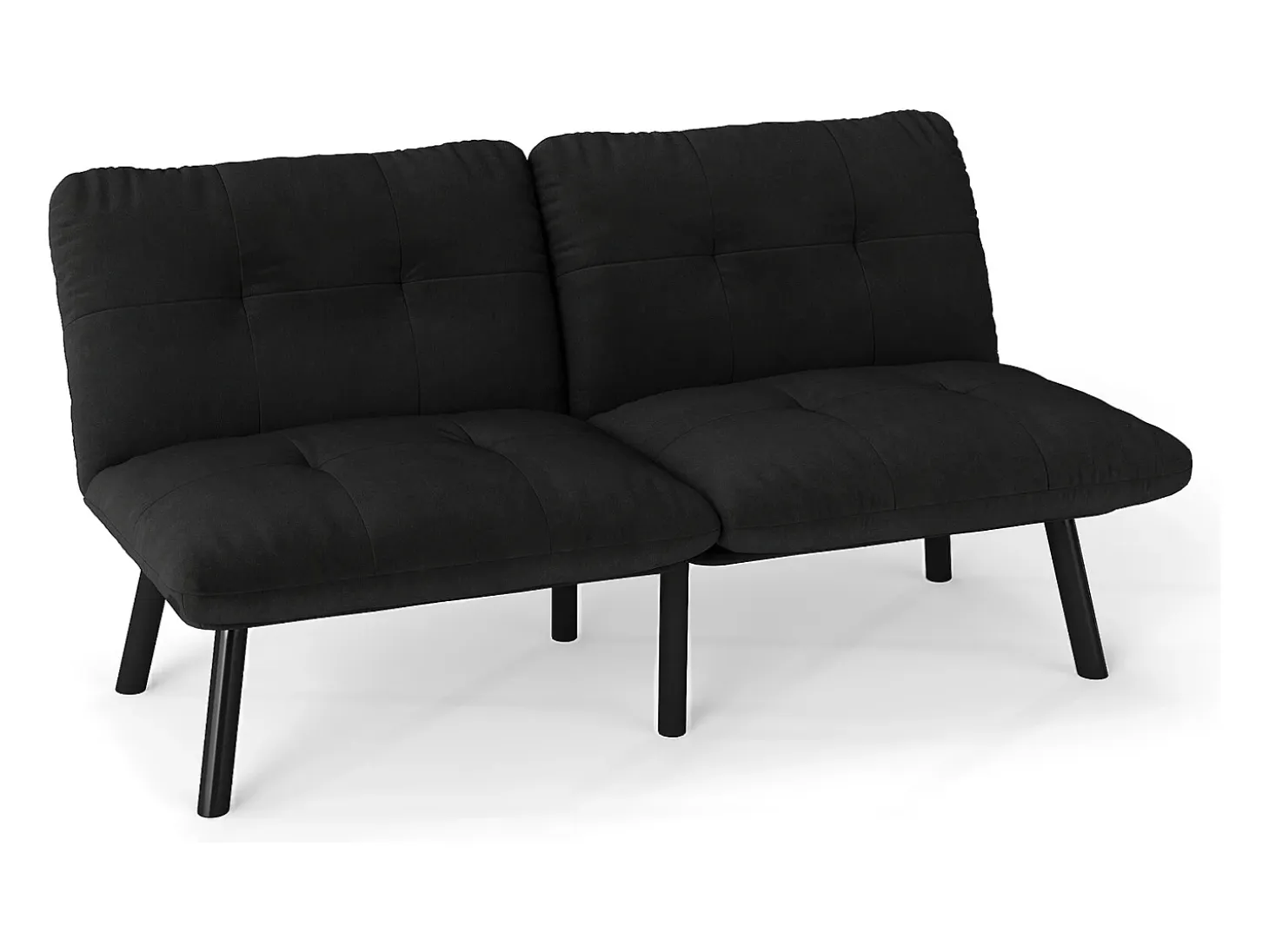 Sofá cama plegable, 2 plazas, con función de cama, negro