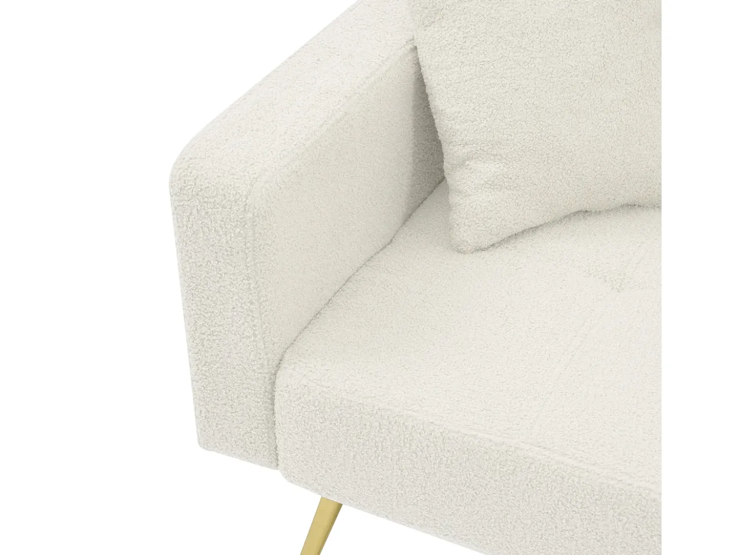 Sofá cama recto de 2 plazas en sherpa blanca, respaldo abatible en 3 posiciones - 175x64x72cm