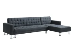 Sofá cama rinconera de ángulo reversible tela negro WILLIS II