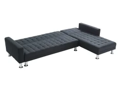 Sofá cama rinconera de ángulo reversible tela negro WILLIS II