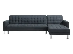 Sofá cama rinconera de ángulo reversible tela negro WILLIS II
