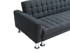 Sofá cama rinconera de ángulo reversible tela negro WILLIS II