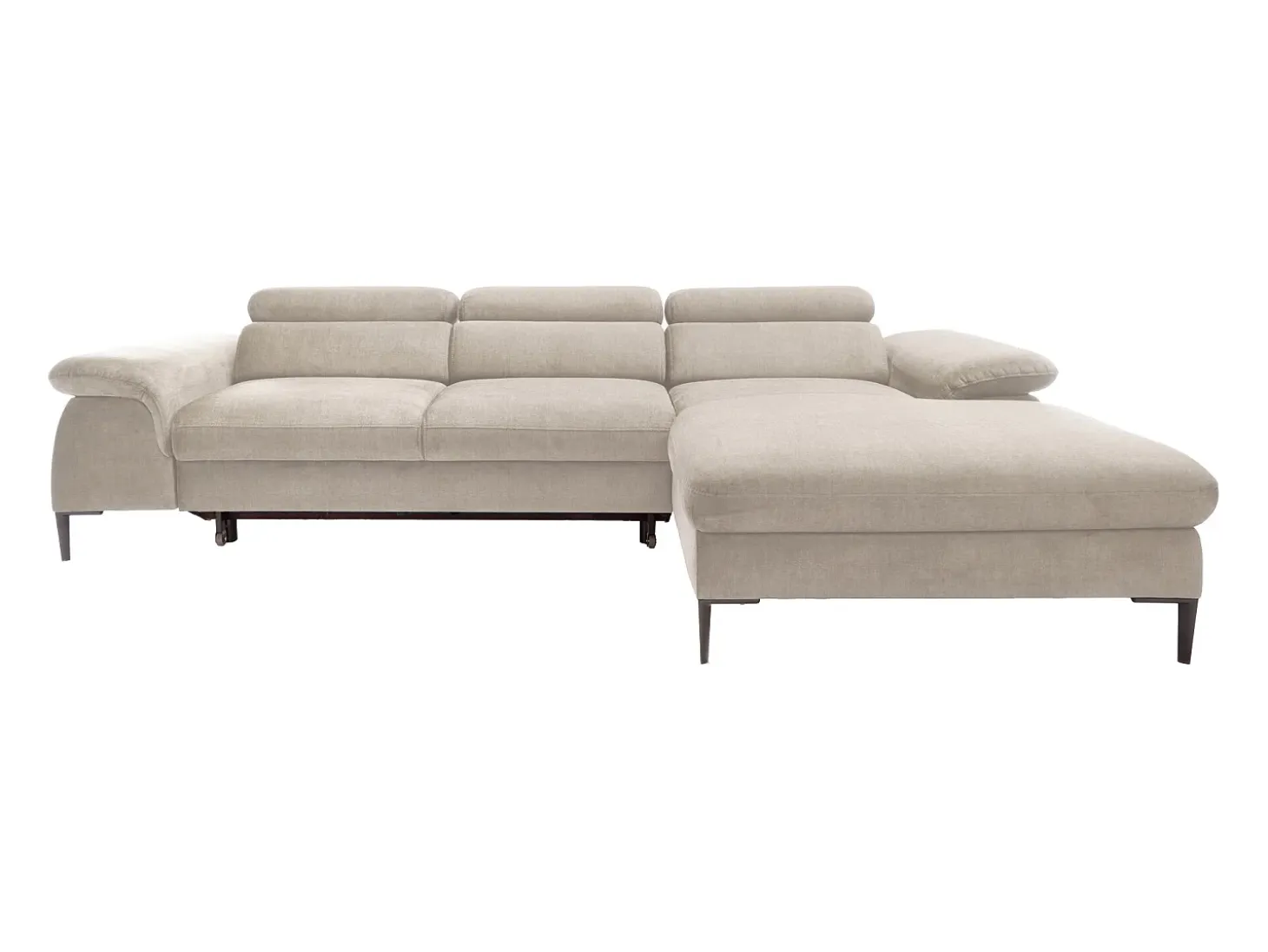 Sofá cama rinconera derecha de terciopelo beige diseño SEPINA de Pascal Morabito