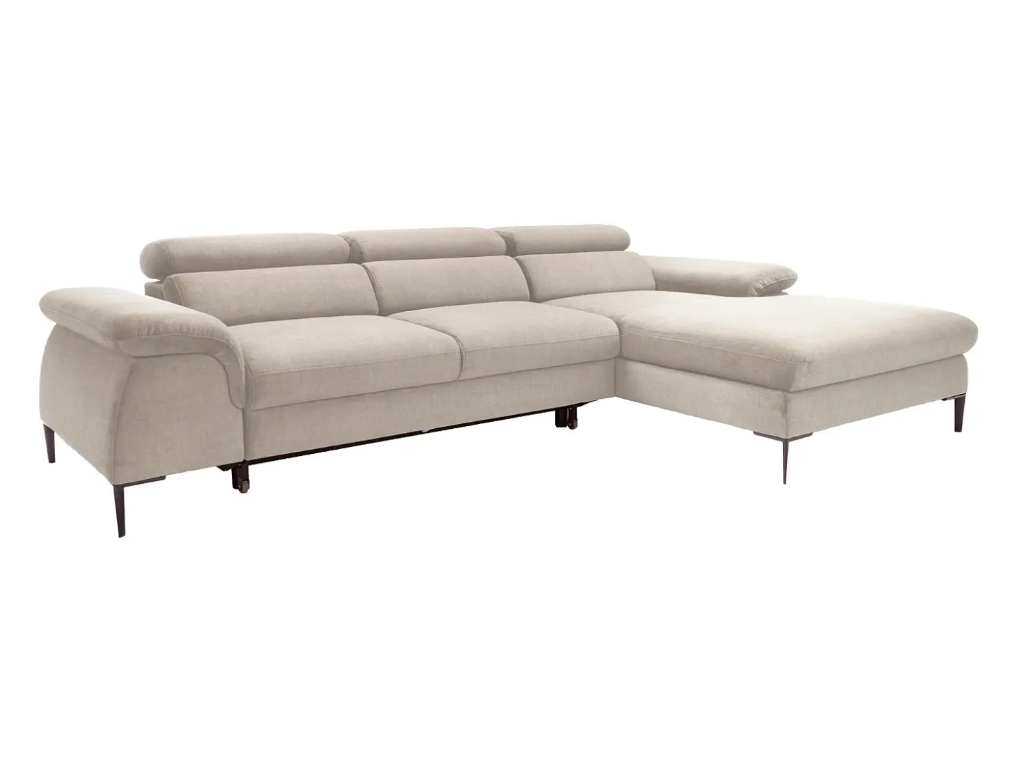 Sofá cama rinconera derecha de terciopelo beige diseño SEPINA de Pascal Morabito