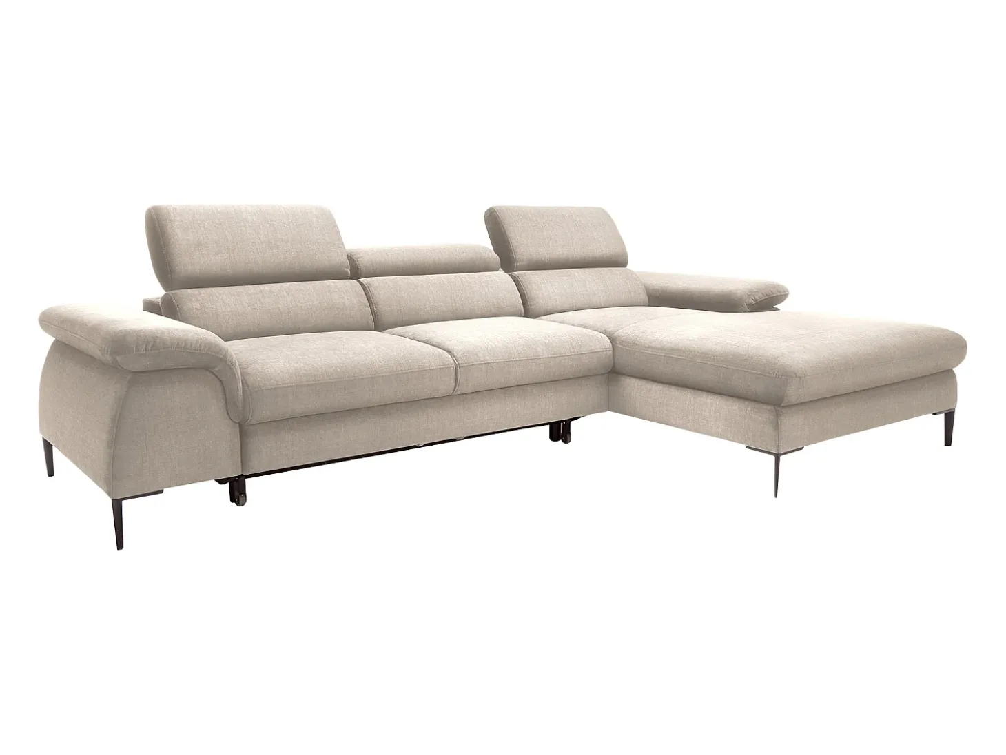 Sofá cama rinconera derecha de terciopelo beige diseño SEPINA de Pascal Morabito