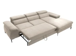 Sofá cama rinconera derecha de terciopelo beige diseño SEPINA de Pascal Morabito