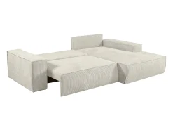 Sofá cama rinconera derecha de pana beige - AMELIA de Pascal Morabito