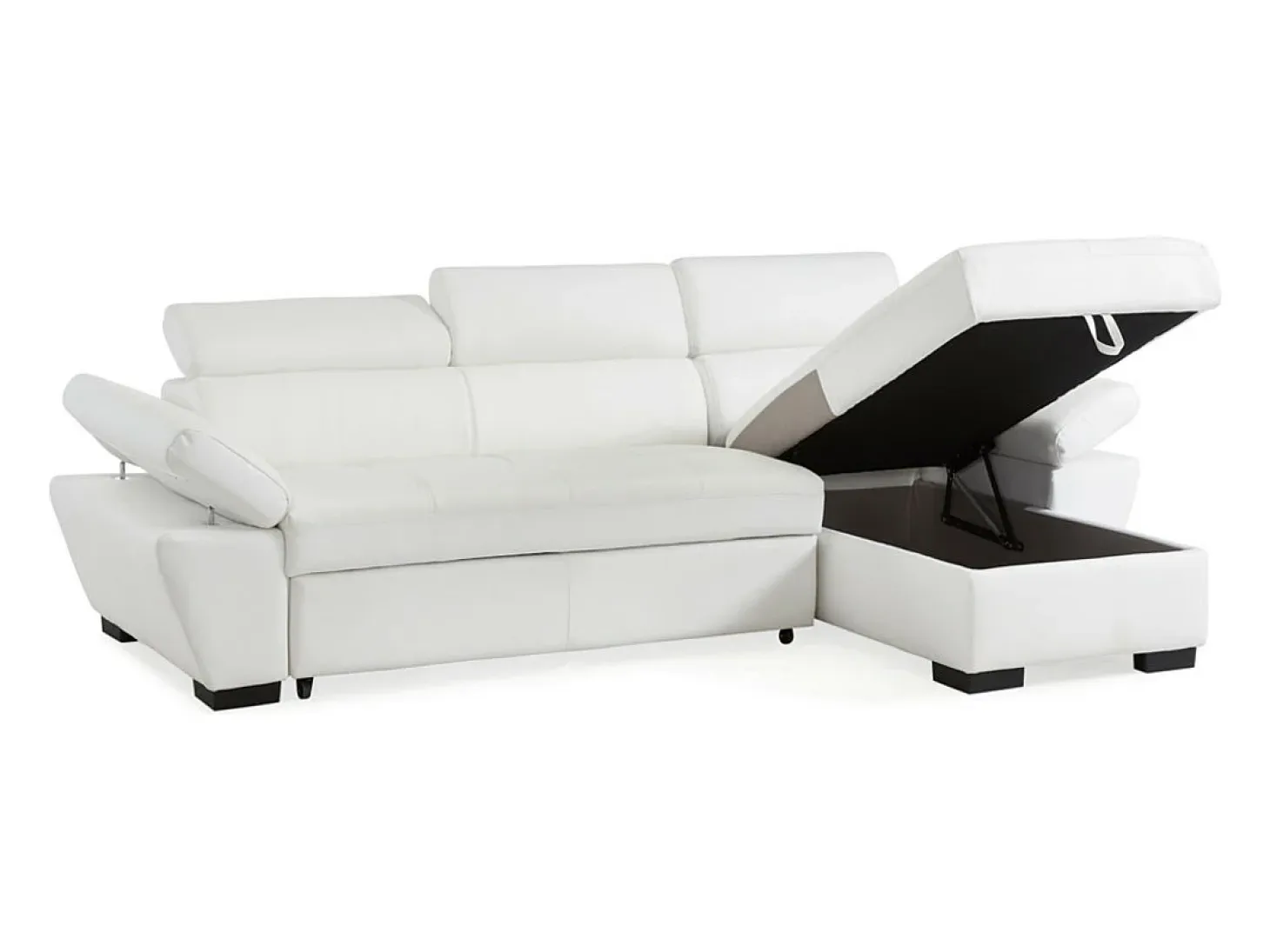 Sofá cama rinconera derecha bimateria piel JONOVA - Blanco