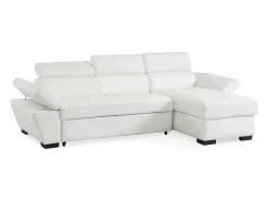 Sofá cama rinconera derecha bimateria piel JONOVA - Blanco