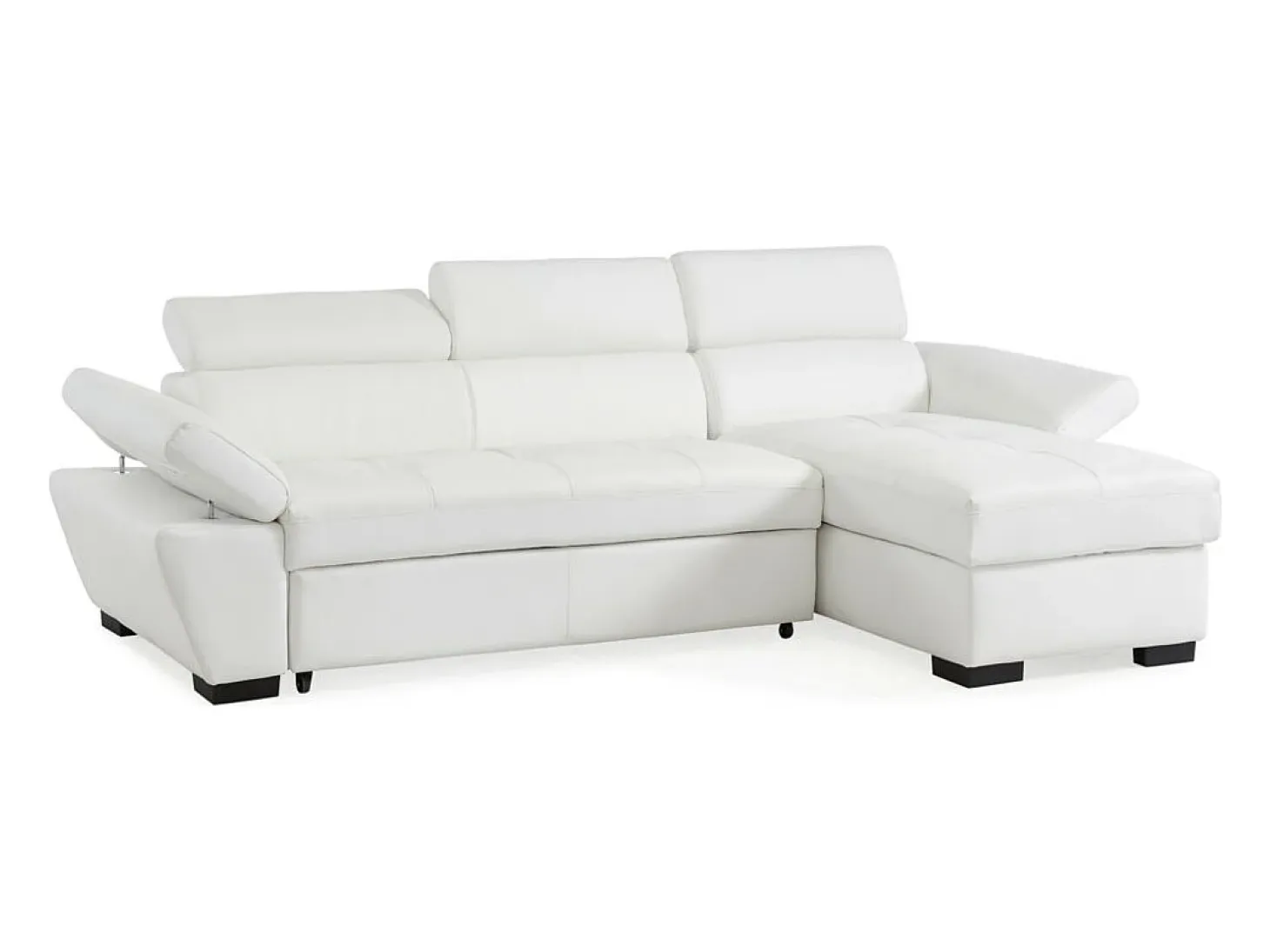 Sofá cama rinconera derecha bimateria piel JONOVA - Blanco