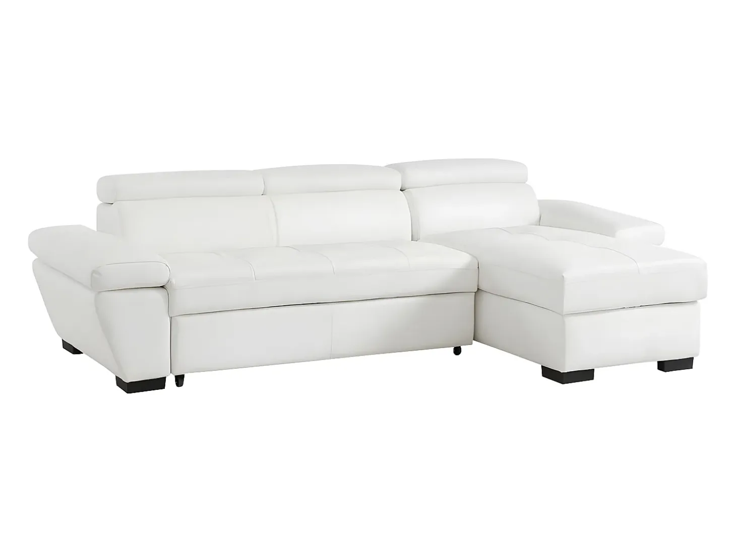 Sofá cama rinconera derecha bimateria piel JONOVA - Blanco