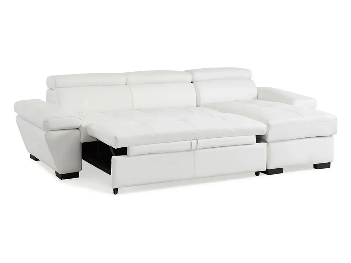 Sofá cama rinconera derecha bimateria piel JONOVA - Blanco