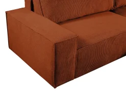Sofá cama rinconera derecha de pana terracota AMELIA