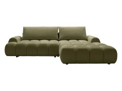 Sofá cama rinconera derecha en chenilla beige FARNETA